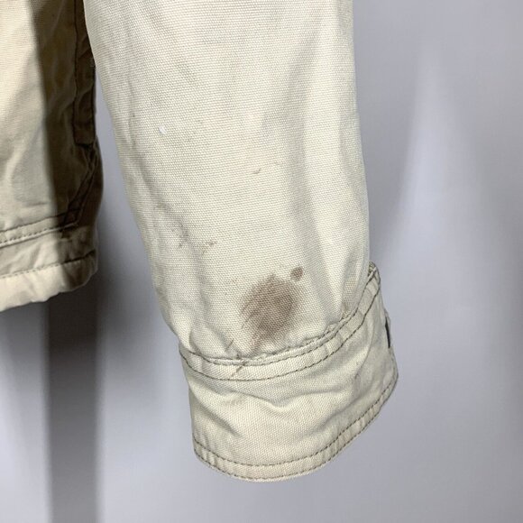 Wrangler Hero Men’s L Sherpa Lined Canvas Khaki Jacket Coat Distressed - Picture 7 of 16
